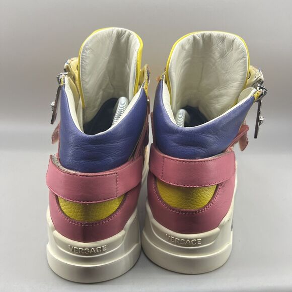 Versace Spring 2015 Sneakers Men’s 10 US, 43 EU‎ Yellow Pink Leather Zip Strap main image 10